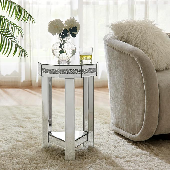 Mirrored Octagon End Table by HEPMIMZHU