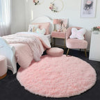 Amdrebio Pink Small Furry Circle Area Rug 3Ft - Image 2