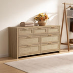 SICOTAS 7 Drawer Dressers for Bedroom Set 2, Long Rattan Dresser, Dresser TV - Image 8