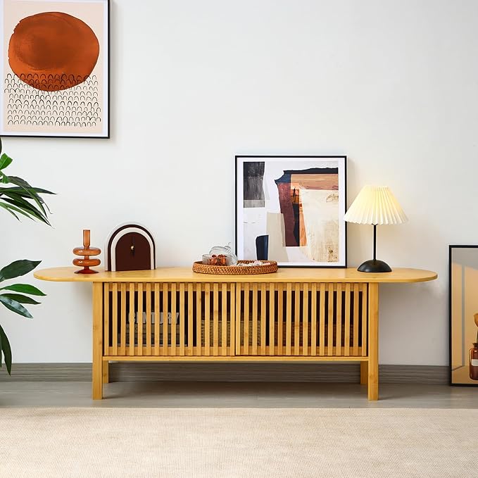 Bamboo TV Stand for TVs up to 65", Accent Entertainment Center - Image 4