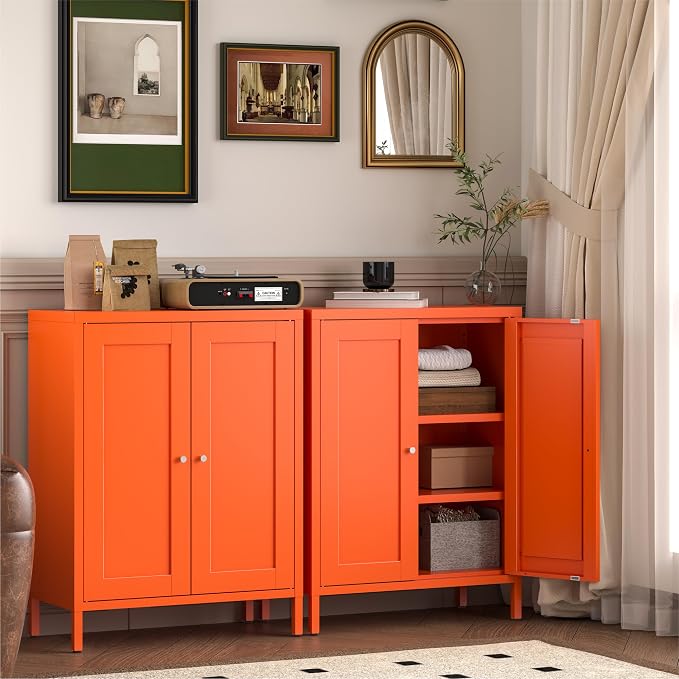 YAUWOH Metal Bathroom Storage Cabinet, Bathroom Floor Storage Cabinet - Image 4