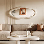 Honyee 55" x 24" Wall Mirror, Flannel Wrapped Wooden Frame Wavy Mirror - Image 4