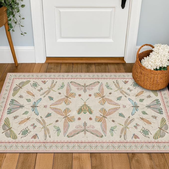Light Pink Washable Bathroom Rug by HazoHaus