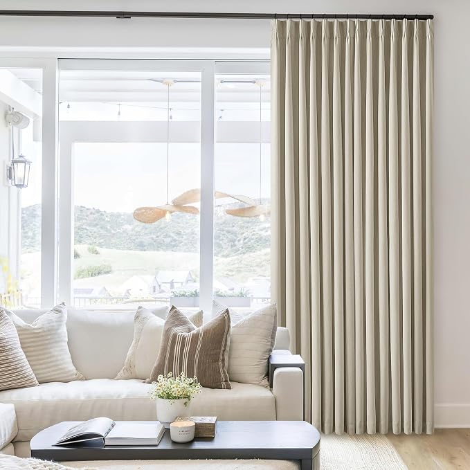 Burlywood Birch 100% Black Out Pinch Pleat Linen Curtains 100 Inches Long | - Image 9