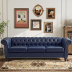 Mid-Century 3 Seater Sofa, Faux Leather Couch - Image 3