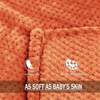 Exclusivo Mezcla Soft Waffle Fleece Bed Blanket Twin Size, Burnt Orange | - Image 8