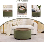 29.5 Inch Round Storage Ottoman Coffee Table, Modern Circle Coffee Table - Image 7