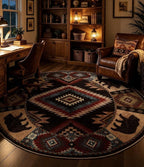 Southwestern Round Rug 6ft, Low Pile Soft Circle Area Rug - Image 6