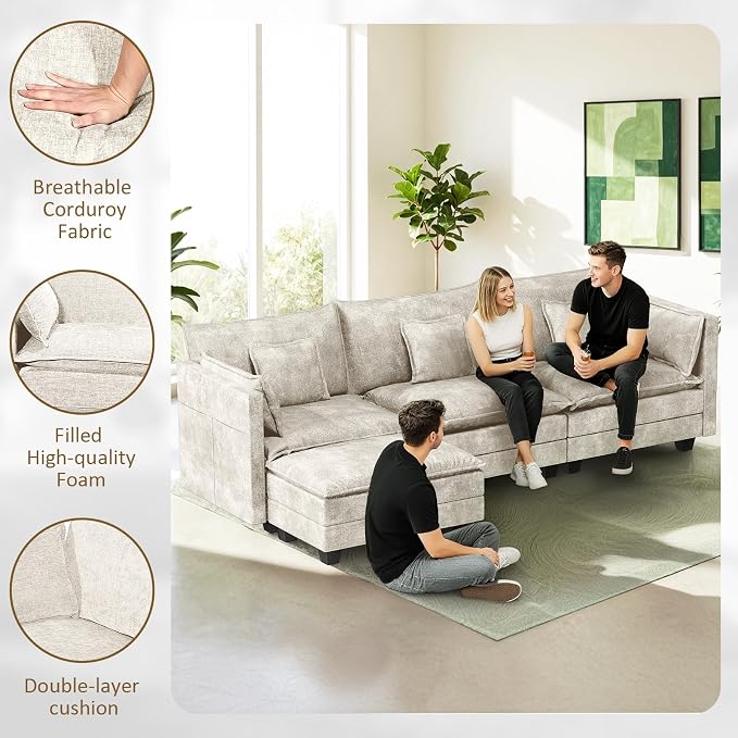 LEVELEVE 112.5" L-Shape Modular Sofa - Image 6