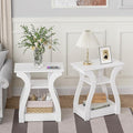 FROMJBEST End Tables Living Room Set of 2, End White Table by FROMJBEST