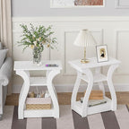 FROMJBEST End Tables Living Room Set of 2, End White Table by FROMJBEST
