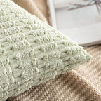 MIULEE Corduroy Decorative Throw Pillow Covers 20x20 Light Green Pack of 2 | - Image 3