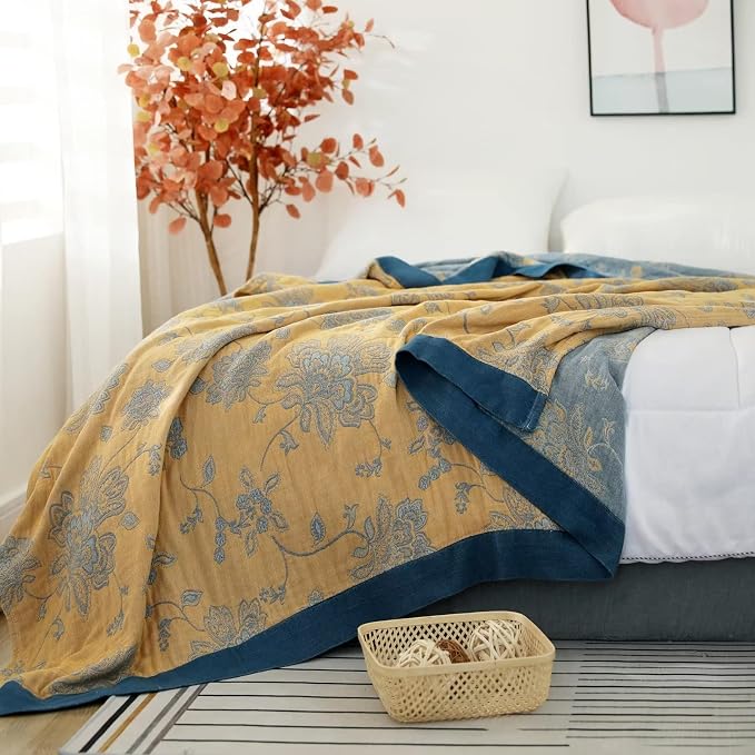 LUTBM Boho Throw Blanket for Bed 100% Cotton Ultra Soft Rustic Quilt Summer - Image 3