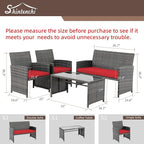 4 Piece Patio Ratten Set Outdoor Furniture Set Wicker Conversation Set - Image 6