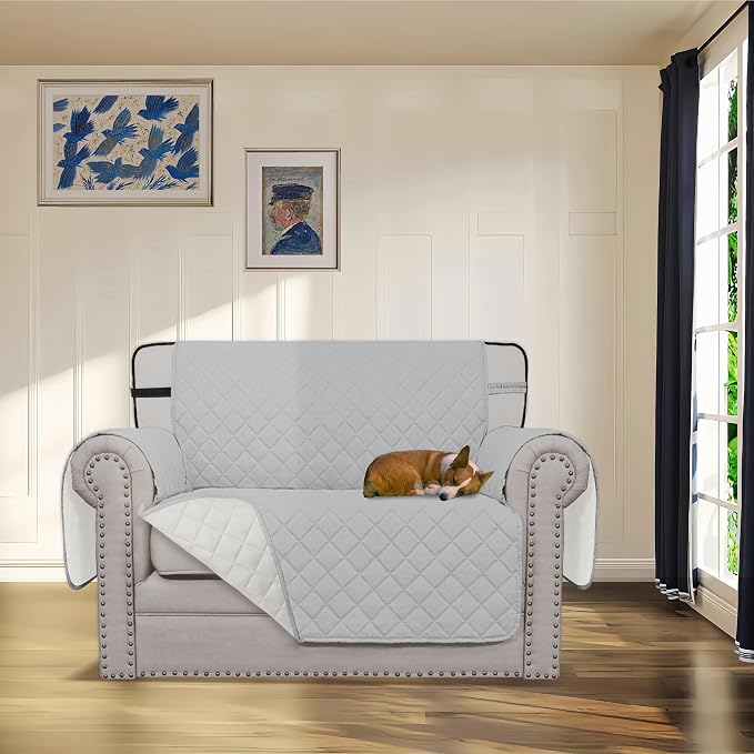 Easy-Going Reversible Couch Cover, Chair 30 in, Light Gray/Ivory | Machine - Image 2