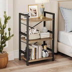 Homeiju Bookshelf, 3 Tier Industrial Bookcase, Metal Small Bookcase, Rustic - Image 6