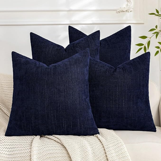 Set of 4 Soft Textured Decorative Throw Pillow Covers 24x24 Inch Cozy Farmhouse by Cozoomy