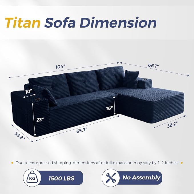 MAXYOYO 104" Modular Sectional Couch - Image 2