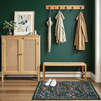 PLHXFR 2x3 Small Entryway Rug: Floral Washable Indoor Carpet Dark Green | - Image 5