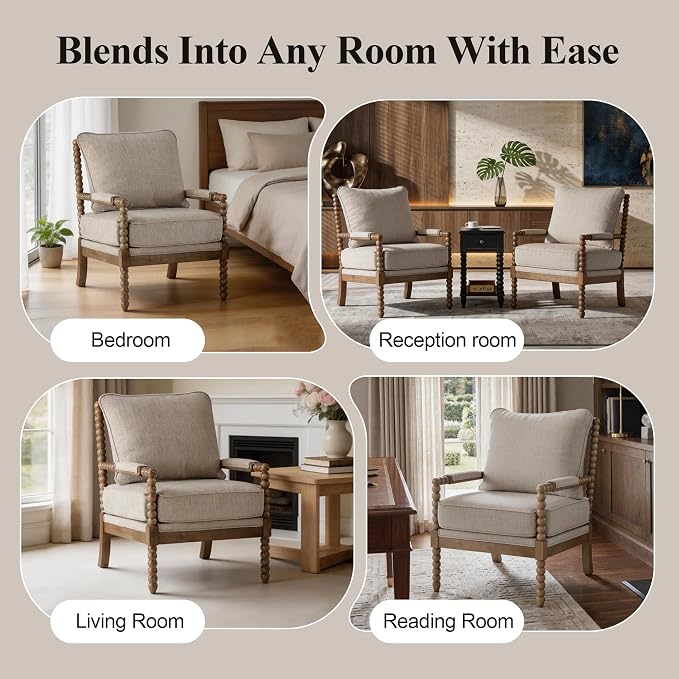 DUHOME Linen Fabric Spindle Accent Chair - Image 8