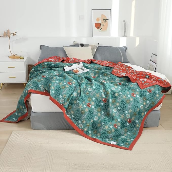 LUTBM Boho Throw Blanket for Bed 100% Cotton Ultra Soft Rustic Quilt Summer - Image 2