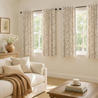 Blackout Vintage Floral Linen Curtains Taupe on Beige 50×63 2 Panels | Elisa - Image 5