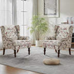 HUIMO Printed Wingback Accent Chair, Linen Upholstered High Back Armchair - Image 8