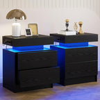 LIKIMIO Night Stand Set of 2, Modern Black Nightstand by LIKIMIO