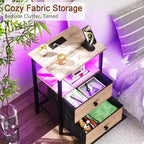 LOAKEKEL Night Stand with Charging Station and LED, Bedside Table with USB - Image 6
