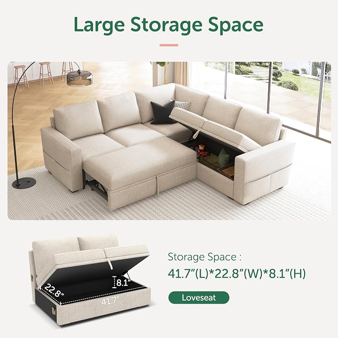 HONBAY Modular Sectional Sleeper Sofa - Image 4