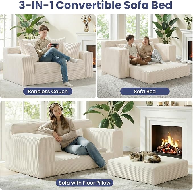 Convertible Sofa Bed, Boneless Couch Small Loveseat Sleeper Pull Out Couch - Image 3