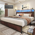 Lifezone King Bed Frame with 2-Tier Storage Headboard, Metal Platform Bed Frame by Lifezone
