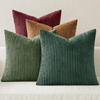 MIULEE Soft Corduroy Decorative Throw Pillow Covers Christmas Green 18x18 | Set by MIULEE