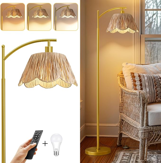 Oneach Boho Floor Lamp with 3 Color Temperatures, Farmhouse Floor Lamps by Oneach