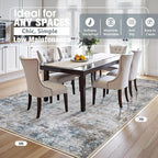 5x7 Area Rugs for Living Room Washable Bedroom Dining Room Brown Blue | Modern - Image 2
