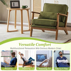 VINGLI Solid Wood Wide Armrests Accent Chair Set of 2, Upholstered Mid Century - Image 6