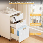 3 Drawers Fluted Mobile File Cabinet - Image 4