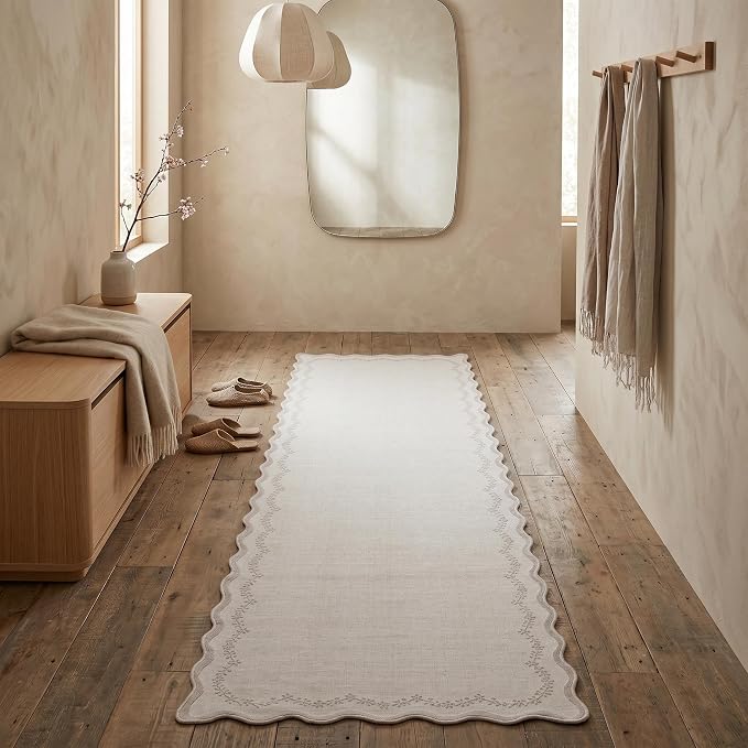 GarveeHome 2.5x10 Scalloped Washable Runner Rug Long Hallway Kitchen Rug | Soft - Image 3