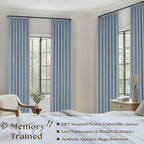 Dusty Blue 100% Black Out Pinch Pleated Linen 63 Inch Curtains - Image 7