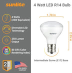 Sunlite LED R14 Mini Flood Light Bulbs, 4 Watts, 250 Lumens, Intermediate Base - Image 2