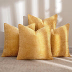MIULEE Soft Decorative Chenille Pillow Covers Gold 18x18 Pack of 4 | Modern - Image 2