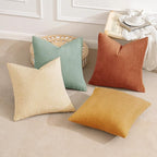 MIULEE Soft Corduroy Decorative Throw Pillow Covers Teal-Rust 16x16 | Set of 4 - Image 2