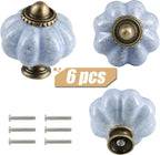 Blue Crackle Pumpkin Knobs 6 Pack Ceramic Cabinet Knobs Vintage Drawer Pulls - Image 2