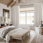 Beige White 100% Blackout Linen Curtains 110 Inch Length 2 Panels Set - Image 8