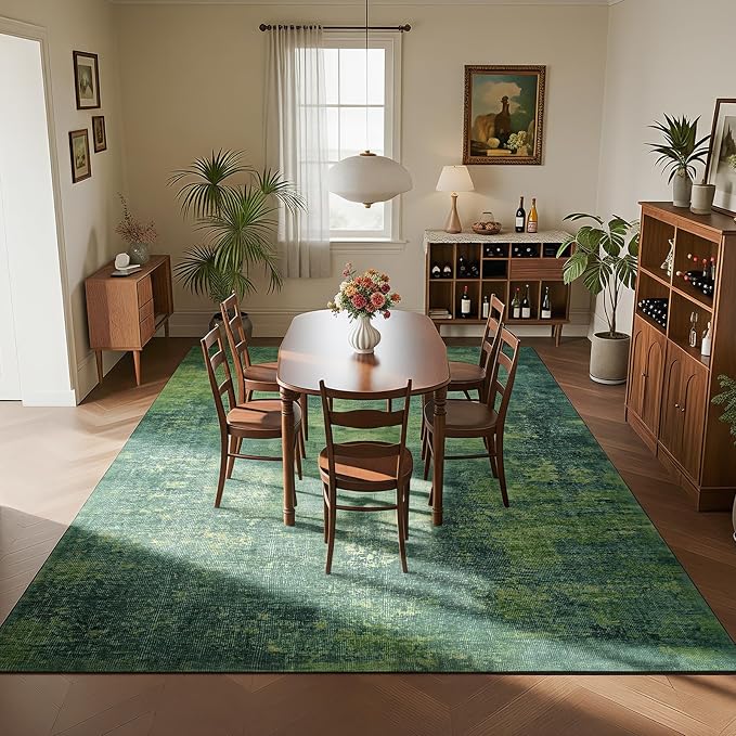 8x10 Green Washable Area Rugs for Living Room, Dining Room, Playroom | Ultra - Image 7