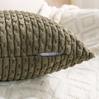 Set of 4 Olive Green Decorative Throw Pillow Covers 24x24 Inch Corduroy Pillow - Image 7