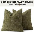 MIULEE Chenille Textured Throw Pillow Covers Olive Green 20x20 Set of 2 | - Image 7