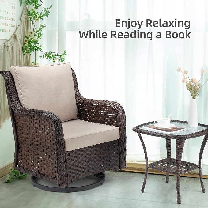 Towallmark Outdoor Swivel Wicker Glider Patio Chairs - Image 6