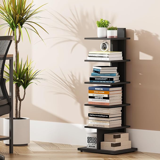 TUTOTAK Narrow Bookshelf, 6-Tier Bookcase, Spine Book Shelf - Image 3
