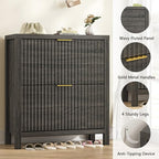 YOMILUVE Shoe Cabinet Storage for Entryway, Fluted Shoe Cabinet - Image 6
